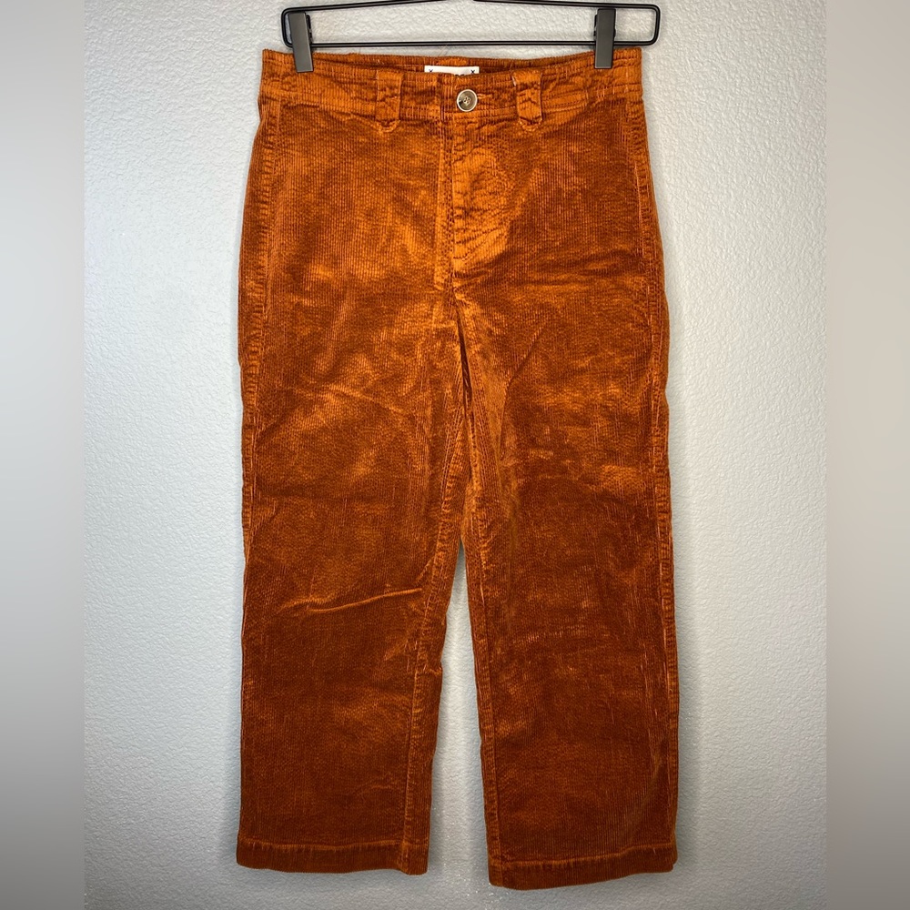 PAIGE Women's Cropped Corduroy Pants in Rust Orange